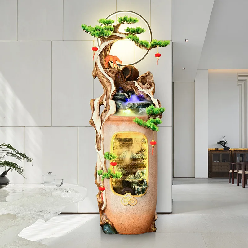 Zen root carving water fountain ornament living room bring in wealth and treasure feng shui ball humidifier