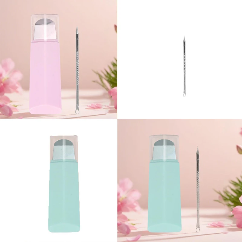 {MX} 2 قطعة مجموعة العناية بالبشرة مزيل الرؤوس السوداء بثرة حب الشباب إبرة بثرة مكشطة الوجه المسام تنظيف أداة الجلد الغسيل ملعقة #1