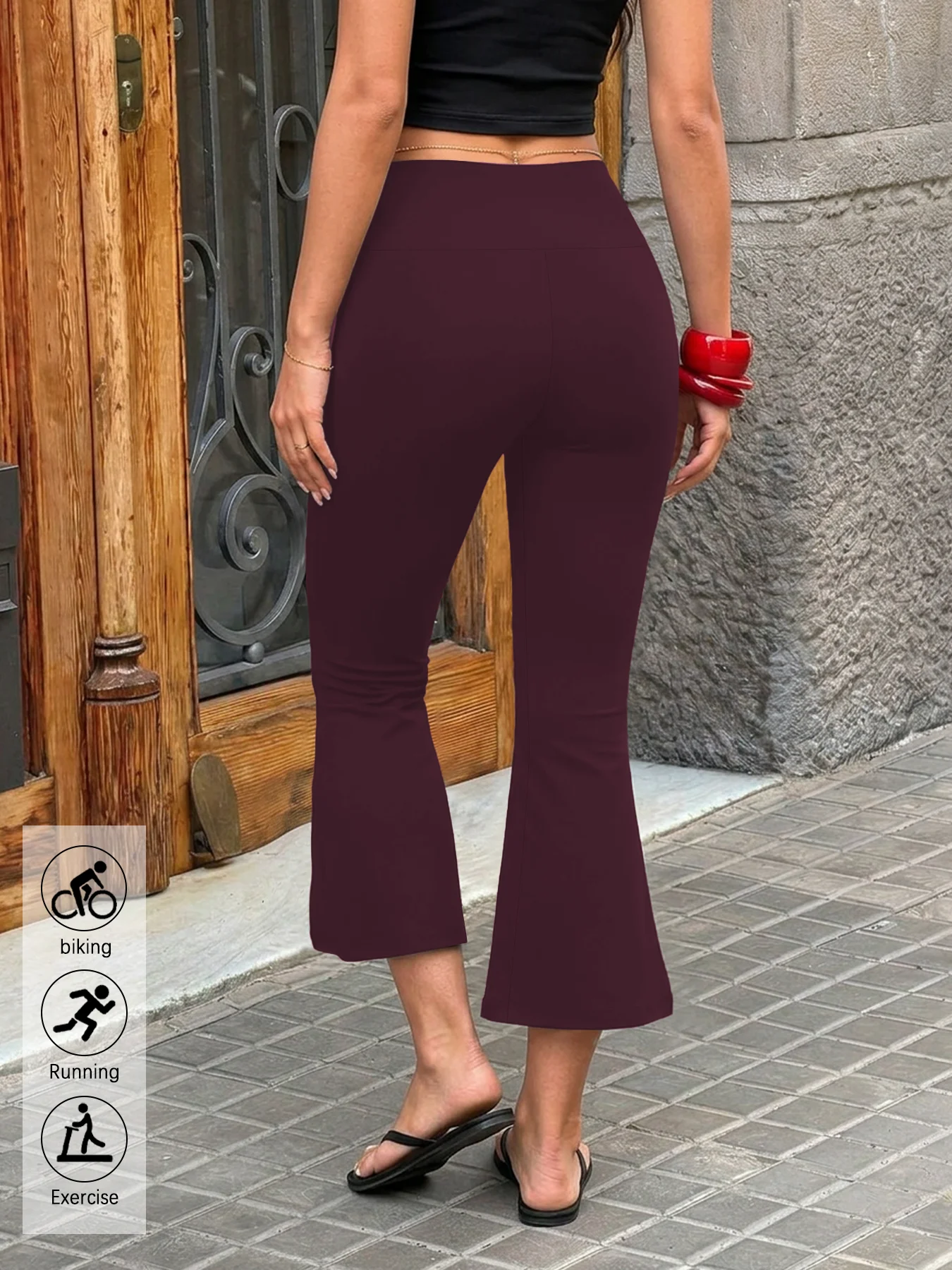 High Waisted Capri Pants For Women,Super Soft Tummy Control Flare Leggings,Workout Running Yoga Athletic Leggings