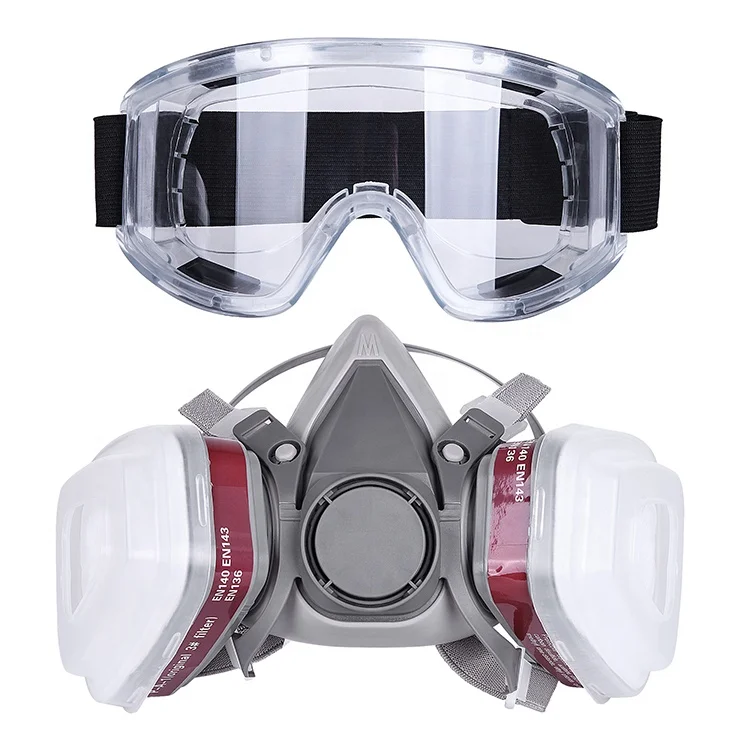 work protection reusable painting respirator gas mask with safety glasses