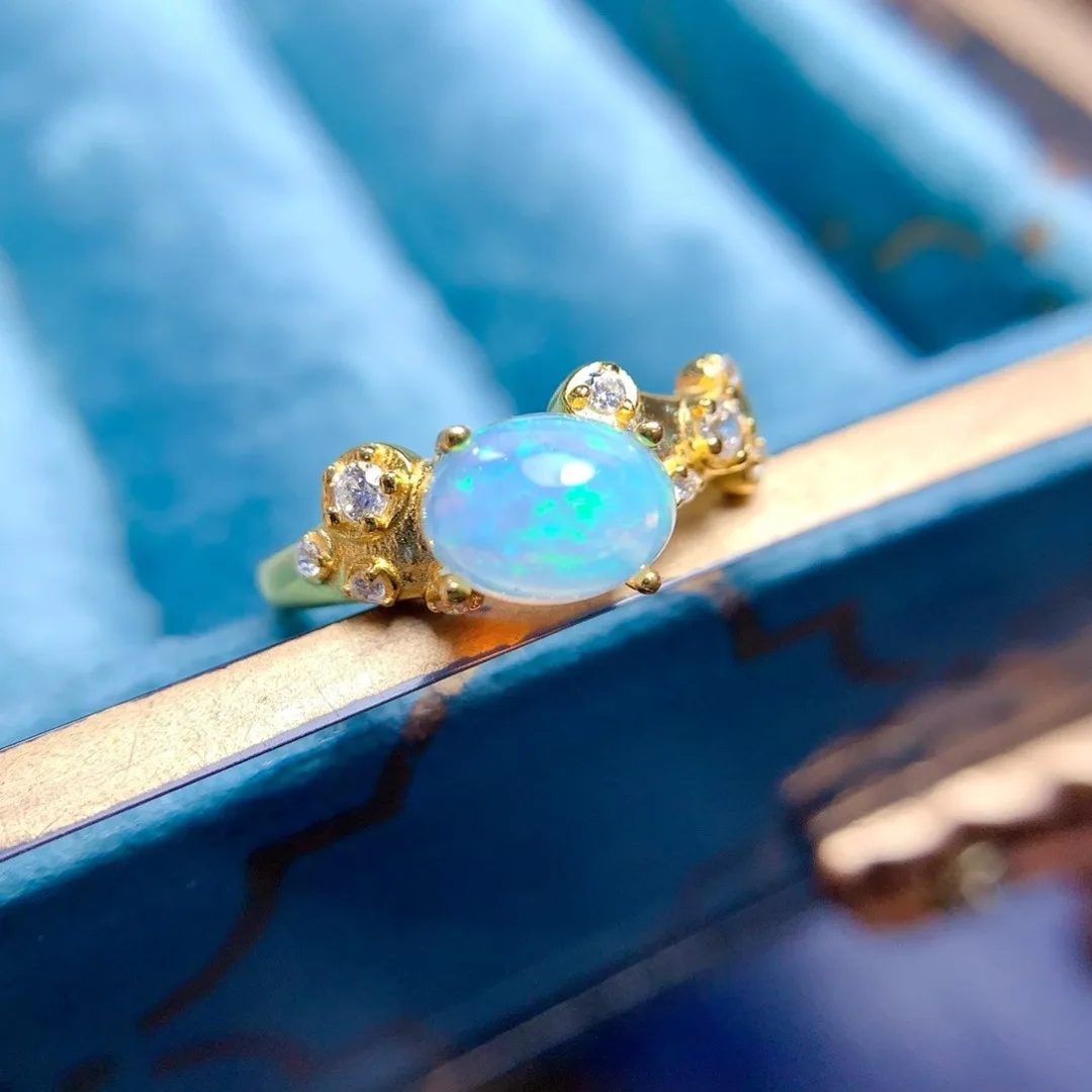 

Unveil Sheer Sophisticatio Designer Natural Opal Ring Meticulously Crafted From S925 Pure Silver for The Ultimate Jewelry Lover