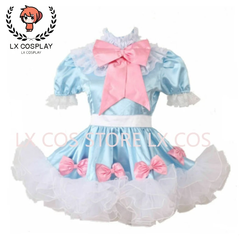 New Girl Satin Lockable Maid Bow Dress  Coaplsy Costume Anime Clothes Any Size