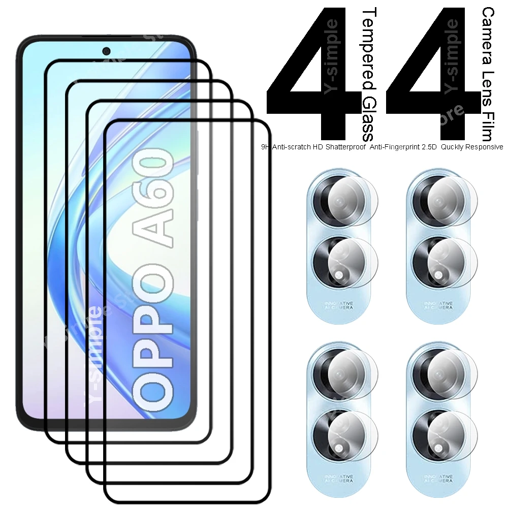 4+4 Phone Glass For OPPO A60 Screen Protector Full Coverage Soft Camera Lens film Tempered Glass