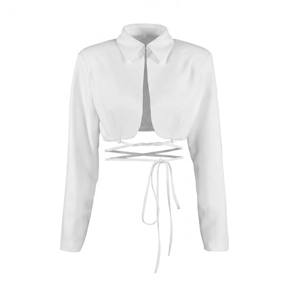 Gentle Style Slim Fit Blazer Spring and Autumn Women Trend Daily Office Commuting Soft Warm Lapel Tie Design Long Sleeved Jacket
