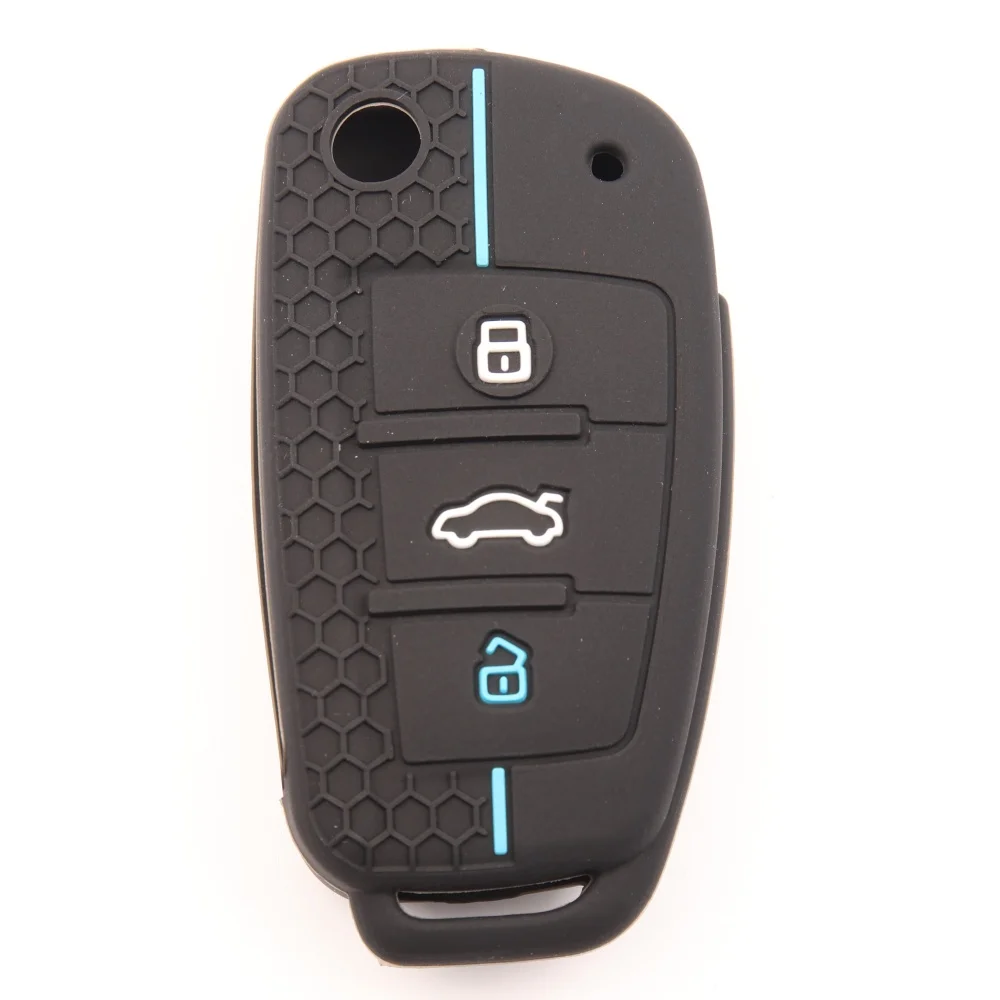 New for Audi A4 B7 A6 C6 4f 8v A3 8p A1 A3 Silicone Key Case Cover Shell Remote Key Holder Jacket Accessories Fob Accessories