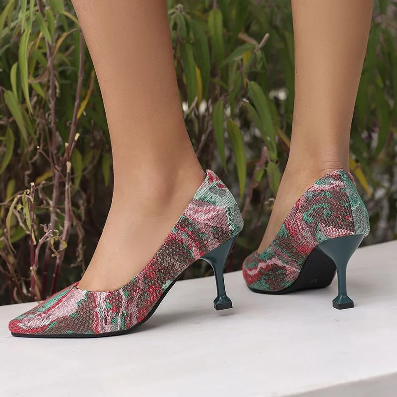 

ORCHA LISA Casual New Sexy Fashion Women's Pumps Pointed Toe 7cm Thin Heel Slip On Mixed Color Big Size 49 50 Casual Party Style