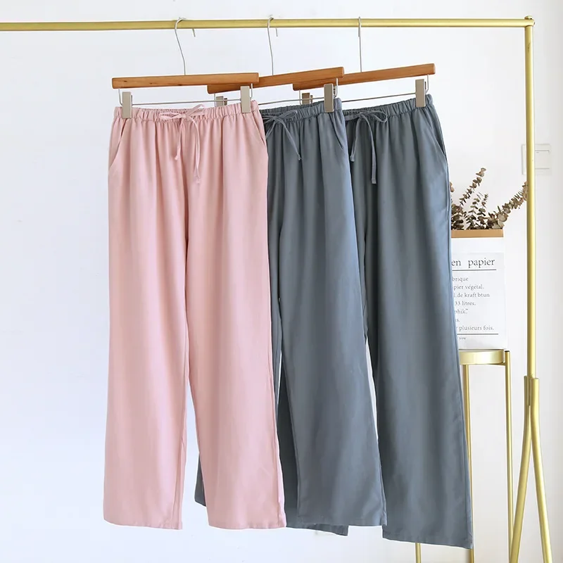 

2025 Summer New Couple Sleeping Pants Viscous Fiber Large Size Loose Pants Men's and Women's Thin Loose Solid Color Home Pants