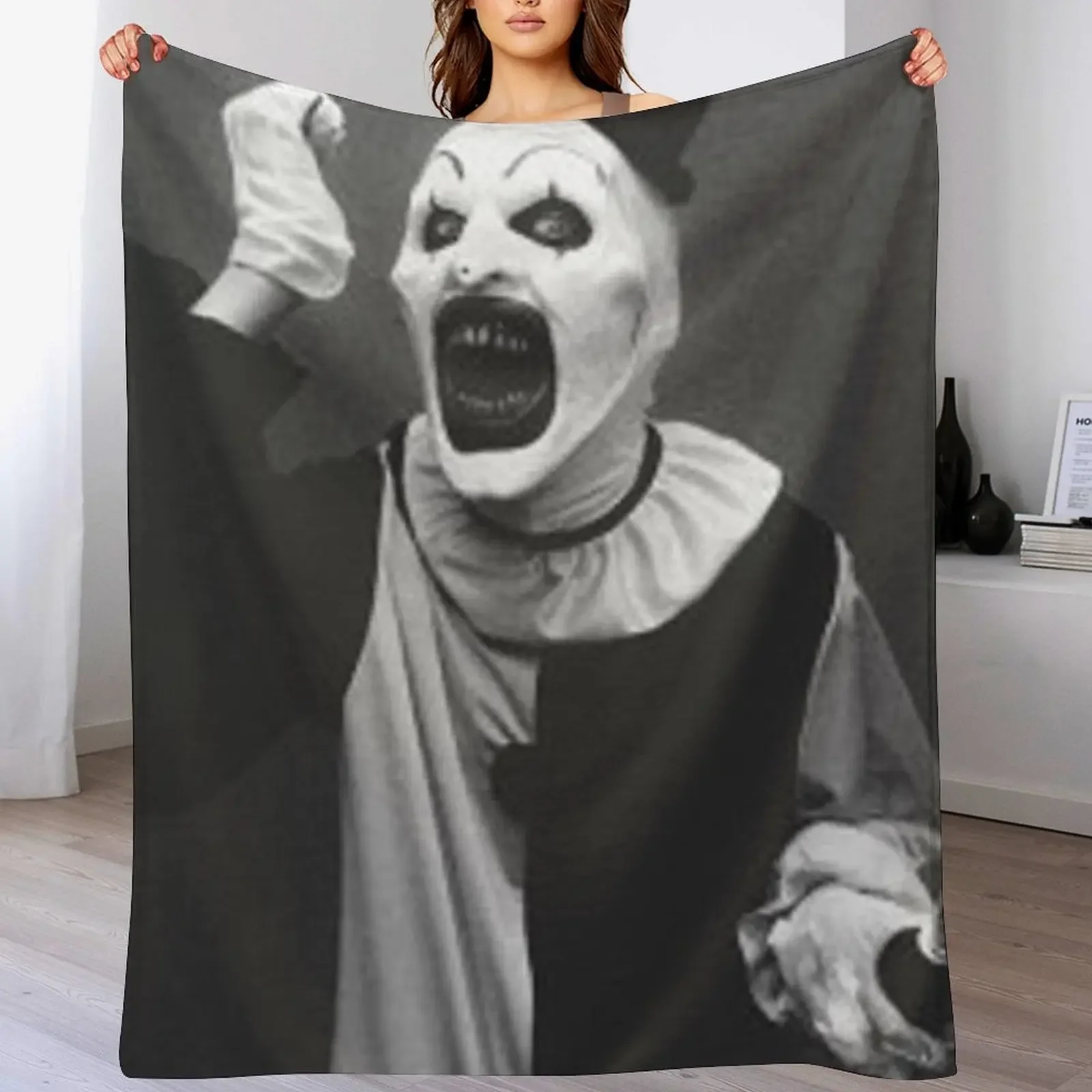 New Terrifier Art The Clown Horror Throw Blanket Shaggy Furry Soft Blanket for Bedroom Living Room