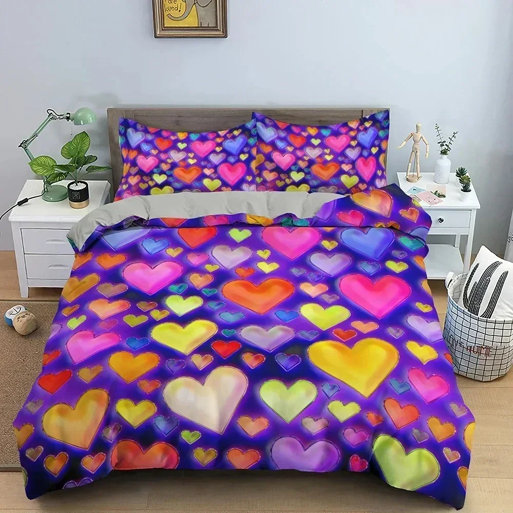 New 3d Luxury Bedding Set Love Heart Duvet Cover Single Full Quilt Cover Comforter Bedding Bed Set for Girls Woman