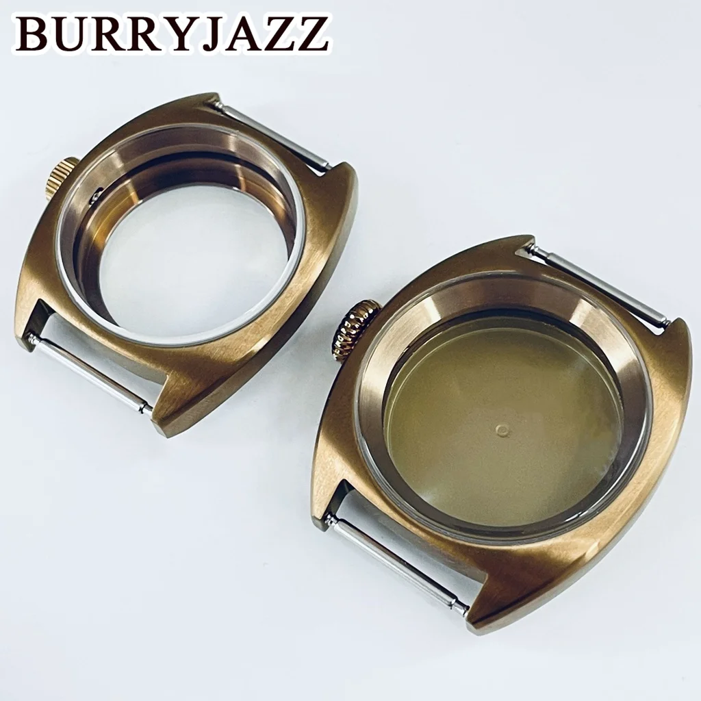 BURRYJAZZ-caja de reloj con movimiento, accesorio resistente al agua con corona grande/corona pequeña de zafiro, 36mm/39mm, compatible con NH34, NH35, NH36, NH38, ETA2824, PT5000