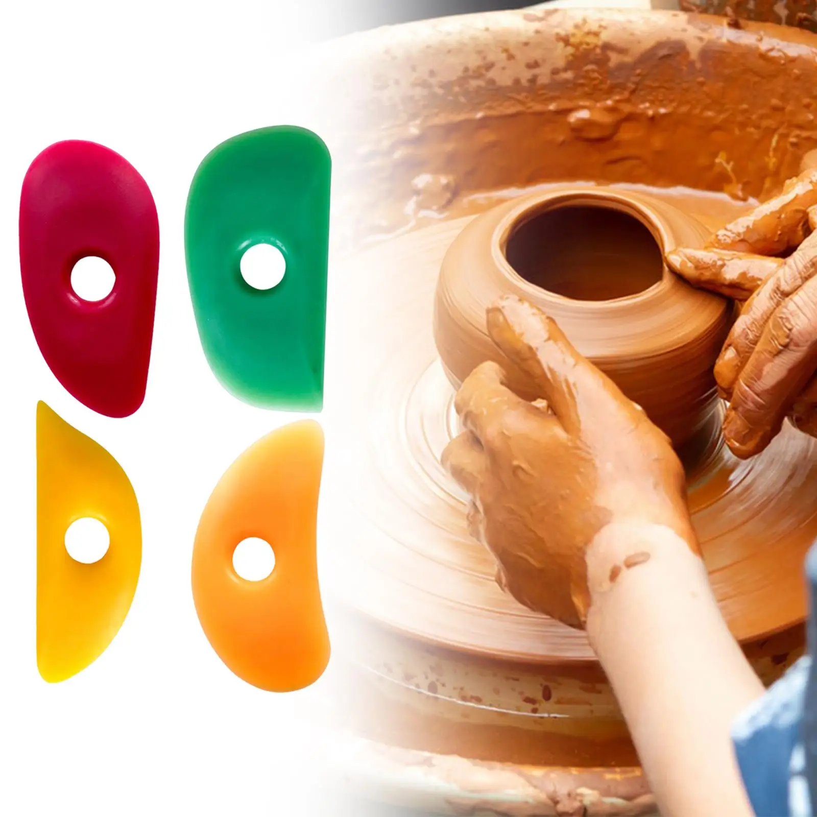 Potters Clay Rib Silicone Carving Shaper Multicolor Ceramics Molding Tool Set for DIY Pottery Projects