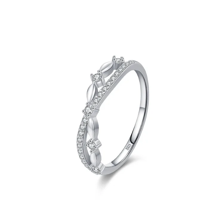 

Japanese Korean Fashion Style Index Zircon S925 Sterling Silver Ring Women