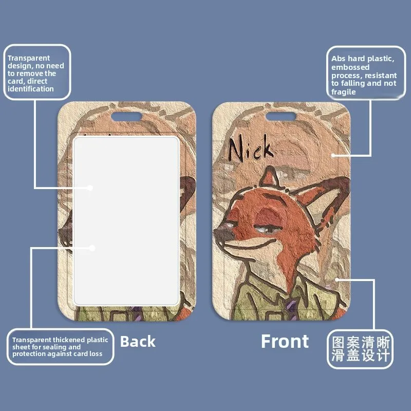 Disney Zootopia Kreatywne Etui na Karty z Olejnym Efektem, Anime, Ochraniacze na Karty Studenckie, Karty Jedzenia, Karty Metra, Nowe