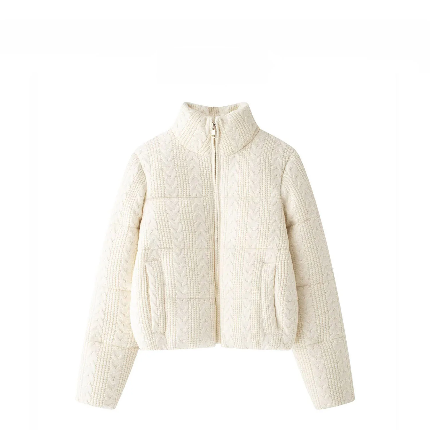 

Зимнее женское вязаное свободное универсальное дэт-верхняя одежда для поездок на работу, длинное пальто из смеси хлопка на молнии све