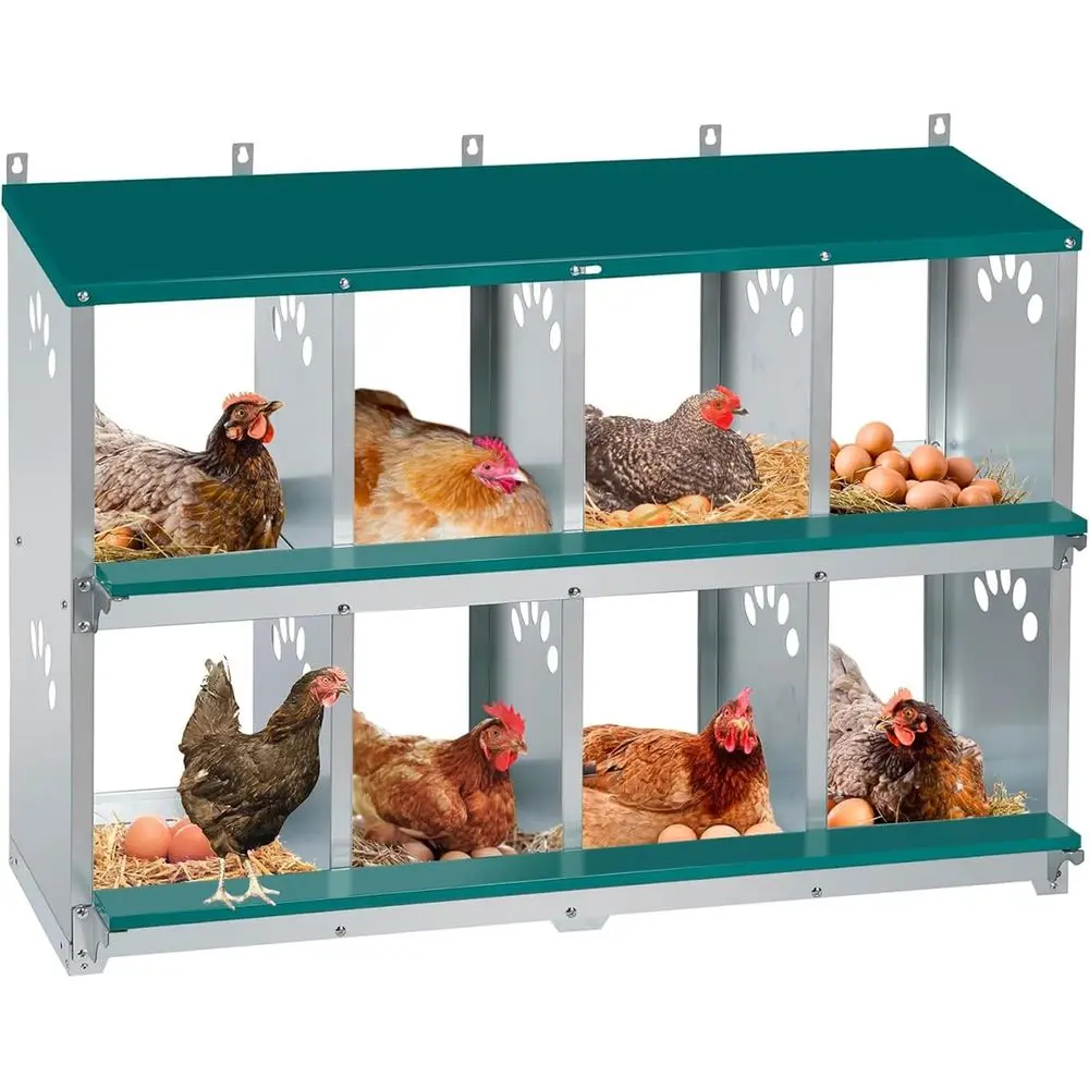 

Green 8-Compartment Metal Chicken Nesting Box, Wall-Mountable, 42.5L x 13W x 25H