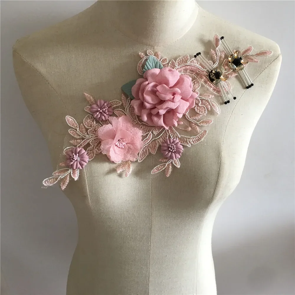 Fashion Embroidery Lace Collar 3D Flowers DIY Sewing Lace Fabric Collar Decoration Applique Dress Accessories Scrapbook