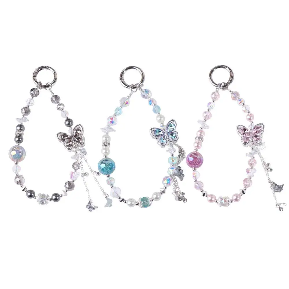 

Tassel Butterfly Phone Chain Anti-lost Beaded Mobile Phone Lanyard Bag Charms Short Girls Phone Pendant Female Lady Girl