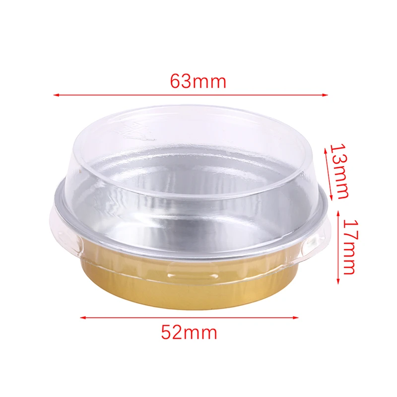 10Pcs 35ml Round Aluminum Foil Baking Mini Cake Pan Baked Pudding Baked Cheese Mousse Muffin Puff Cup Cake With Plastic Lid