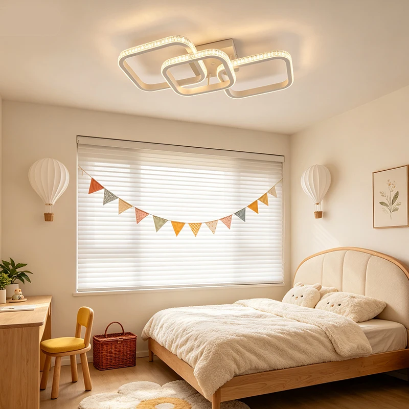 Crystal LED Ceiling Light, Modern White Frame Dimmable Flush Mount Lamp, Sparkling Circle Lighting for Living Room Bedroom