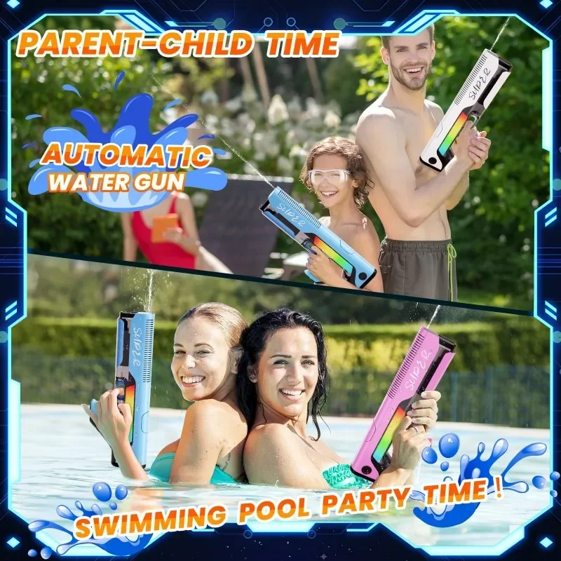 Elektrische Wasserpistolen für Erwachsene, leistungsstarkes Spritzen, automatische Wassersaug-Wasserblasen, Sommer-Outdoor-Strandspielzeug für Kinder, Geschenk
