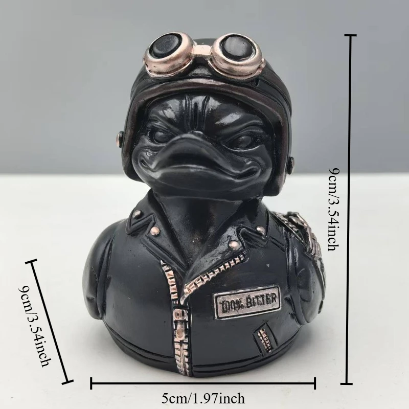 1 PC Biker Style Duck Figurine Resin Animal Ornament Home Miniature Desk Decoration Edgy Decor Unique Gift for Motorcycle Lovers