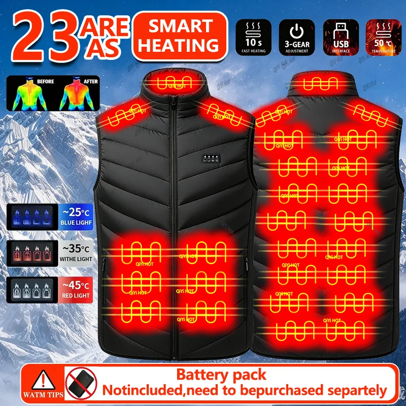 23 Heated Vest Zones Electric Heated Jackets Men Women Sportswear Heated Coat Graphene Heat Coat USB Heating Jacket For Camping