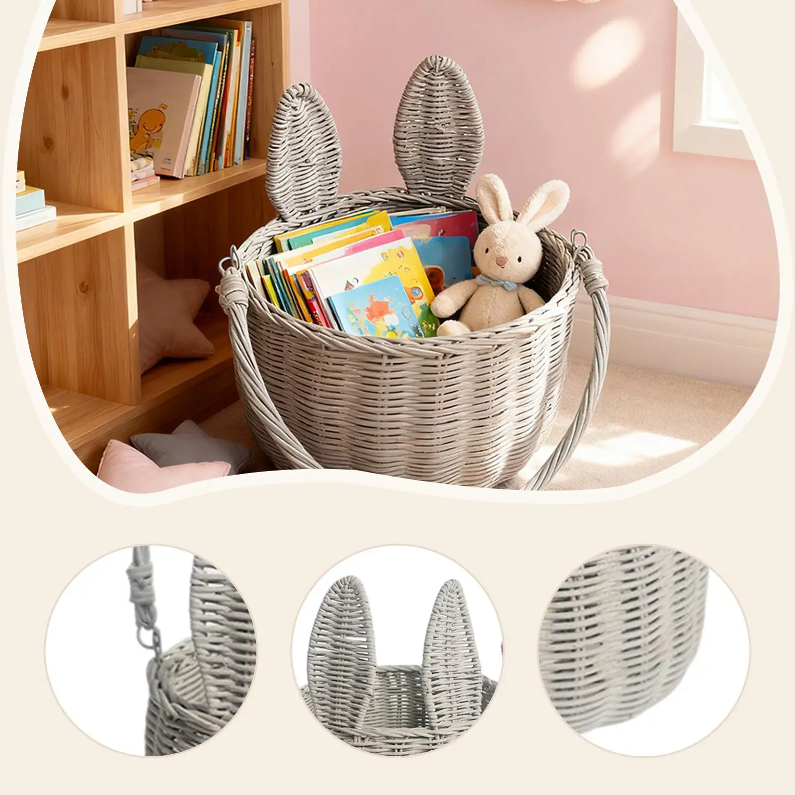 Easter Wicker Harvest Basket Versatile for Seasonal Celebrations Fine Craftsmanship 21x30cm Rustic Garden Decoration with Handle