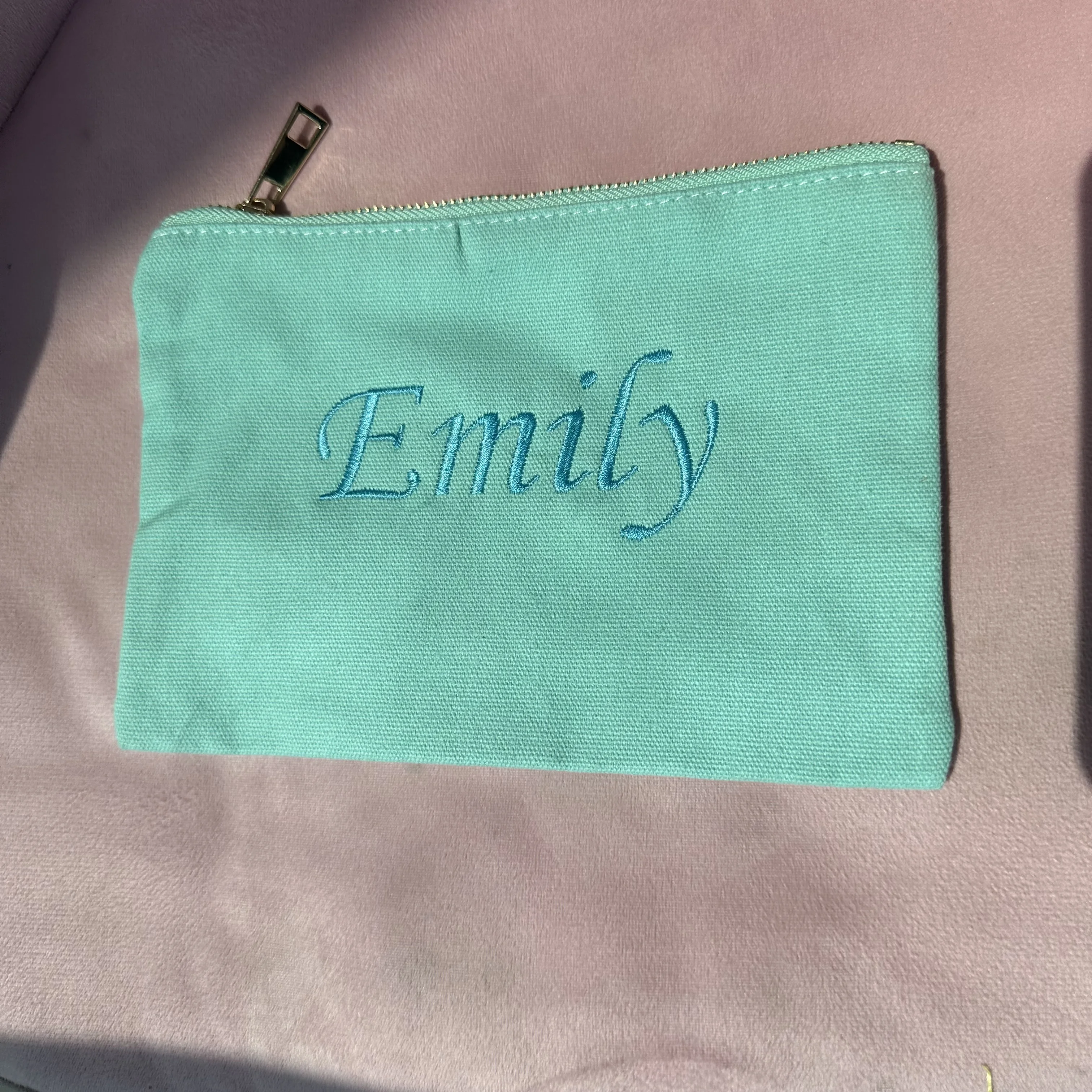 Personalized Name Canvas Zipper Makeup Bag, Saco De Armazenamento De Mão, Portátil, Mudança, Telefone, Chave, Personalizado