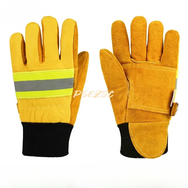 Fire Protection Thickened Wear-resistant Cowhide Fire Retardant Insulation Emergency Rescue Firefighter Protective Gloves