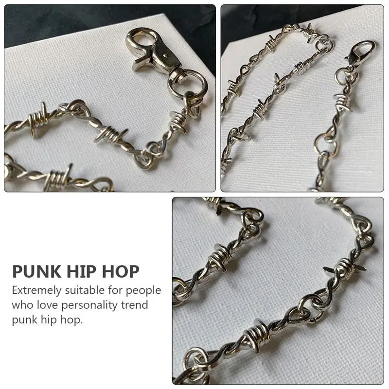 Ketting Broek Taille Punk ChainPants Hippop Grunge Goth Snake Mannen Sieradenthornslong Wire Prikkeldraad Jeans Zilveren Ketting