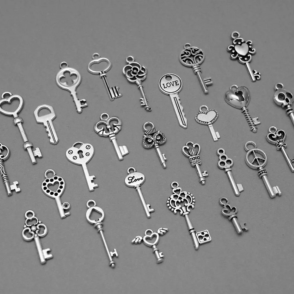 26/40pcs/lot Vintage Antique Cute Key Charms Mixed Keys Pendant For Diy Jewelry Making Supplies Accessories Bulk Items Wholesale