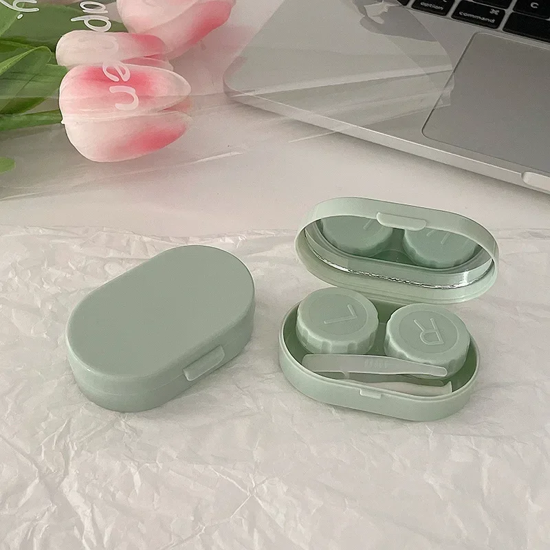 Solid Color Girls Contact Lenses Box Lens Case Women Portable Cute Glasses Case Holder Eyes Care Tools Kit Set Container