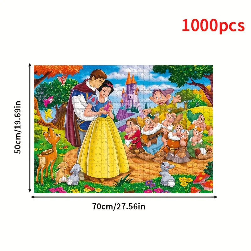 1000 Stück Puzzle Cartoon-Figuren Schneewittchen und der Prinz Zwerge Märchen Happy Ending Wandbehang Puzzle Spiel für Erwachsene GIF