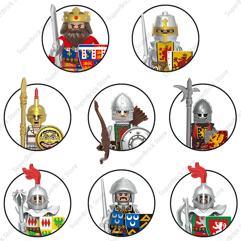 Medieval King Ritter Soldier Mini Action Figures Building Blocks Classic Knights Templar Freiherr Reichritter Model Toys Gifts