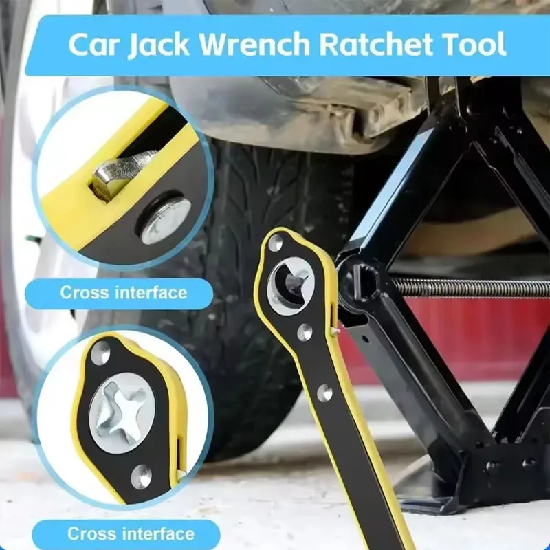 Car Wheel Hand Crank Ratchet Wrenches Garage Tire Wheel Handle Phillips Wrench Car Labor-Saving Jack Tire Repair Tool Amagi
