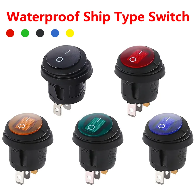 

5/20/100PCS KCD1 Mini Round Circular Shape Waterproof Rocker Switch 3Pin ON/OFF Electrical Equipment With Lighting Power 12V