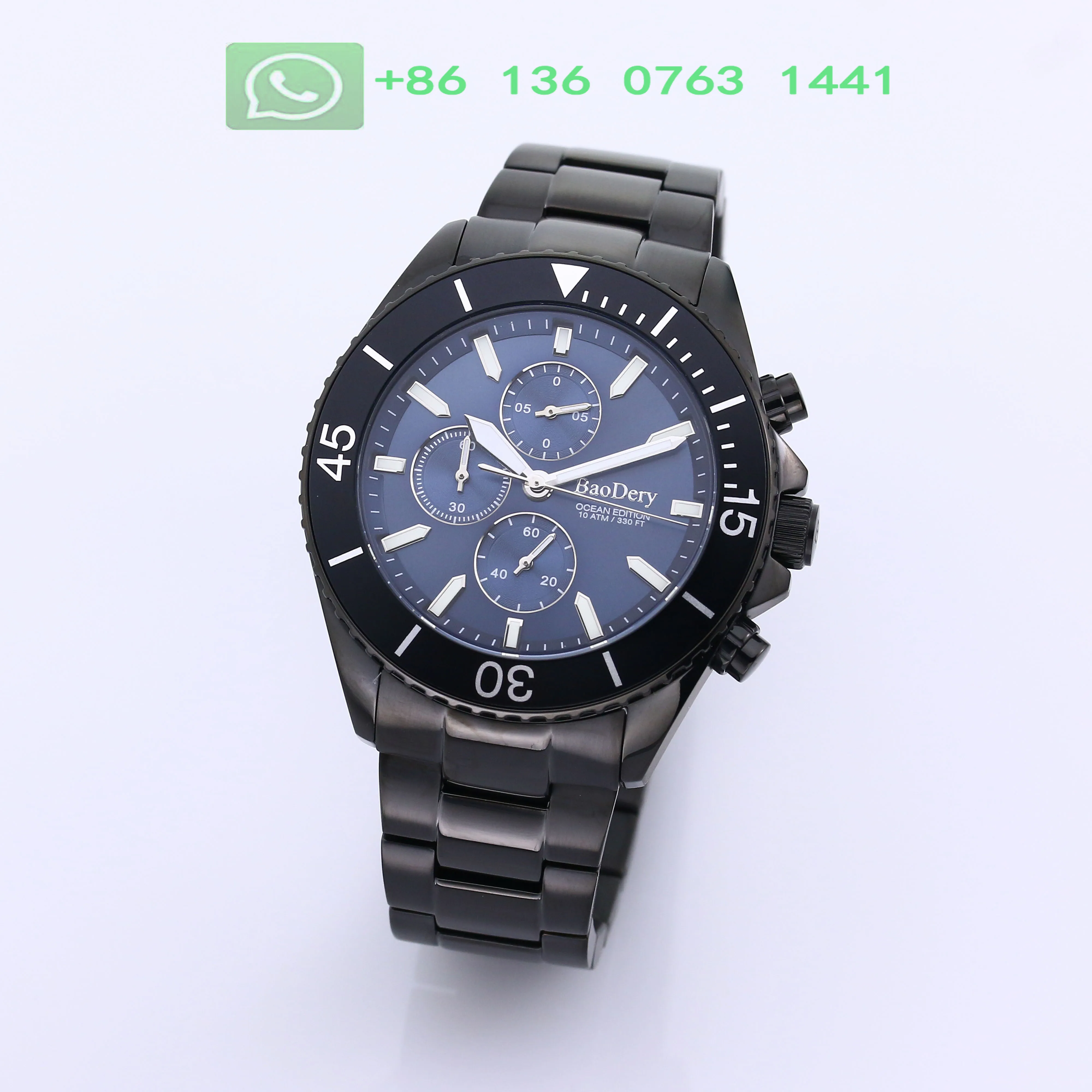 Sleek Steel 46mm Watch in Vibrant Blue