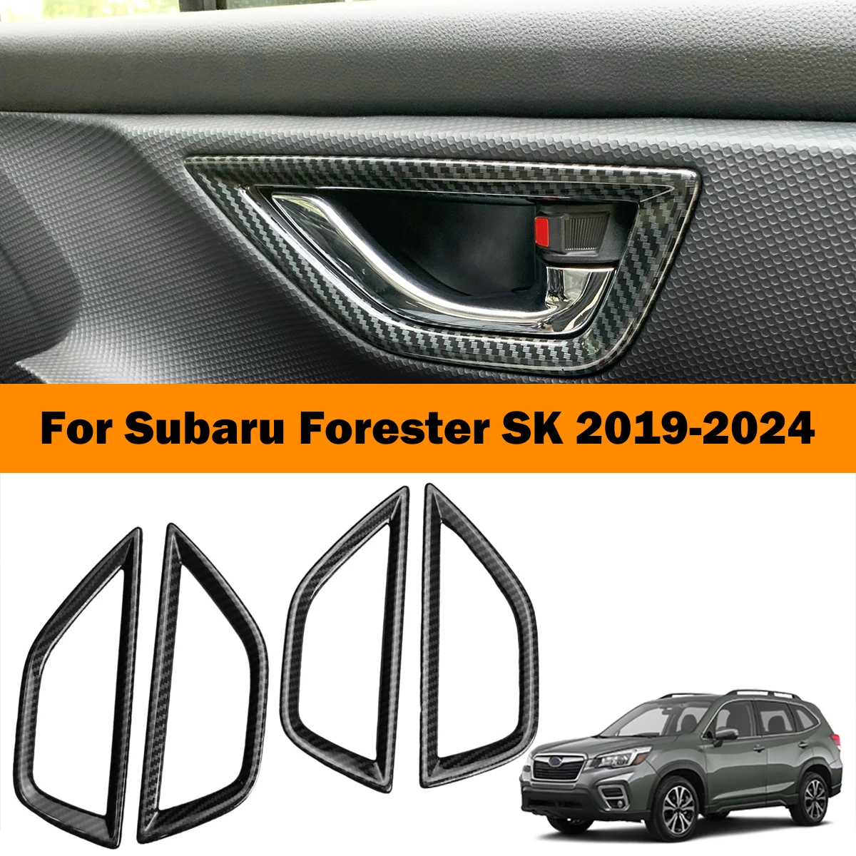 

Car Door Bowl Handle Cover Trim Interior Stickers Case For Subaru Forester 2019 2020 2021 2022 2023 2024 Car Styling Accessories