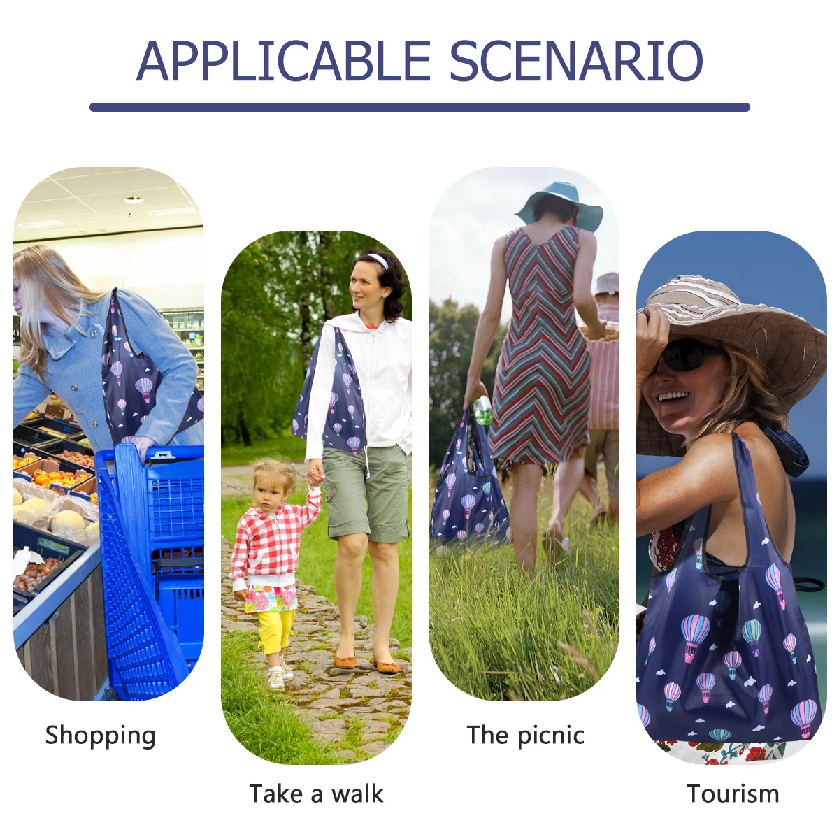 

Waterproof Travel Shopping Bag Foldable Portable Large Handle Lightweight Beautiful Printed Design for Women Outdoor