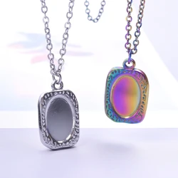 Vintage Mirror Pendants Minimalist Necklace Ladies  Exquisite Collar Stainless Steel Charm Male Chains Choker Jewelry Gifts