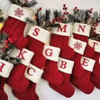 Christmas Socks Knitting Snowflake Letter Stocking Christmas Decoration 2025 For Home Xmas Tree Ornament Gift Navidad Natal 2026