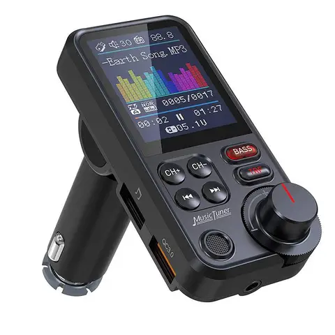 Автомобильный FM-передатчик Bluetooth 5,0, автомобильное зарядное устройство с двумя USB-портами, PD Type-C, быстрая зарядка, беспроводной громкой связи, аудиоприемник, MP3-плеер