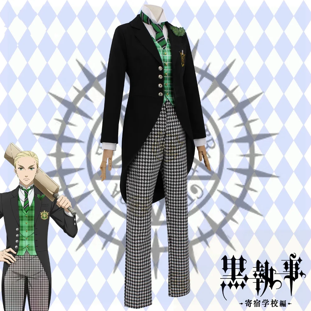 COWOWO Black Butler Cos Haman Gurinhiru Tuxedo Cosplay Costume Cos Game Anime Party Uniform Hallowen Play Role Clothes Clothing