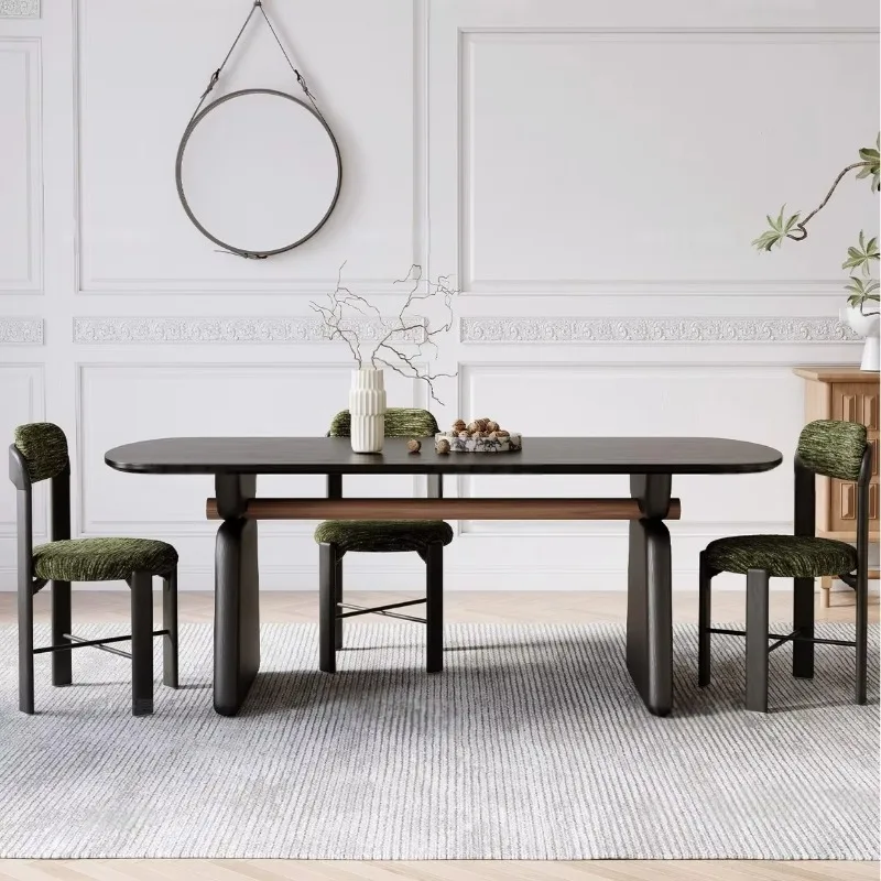 High Quality Dining Table Black Wooden Modern Minimalist Dining Table Set Walnut Designer Dining Table For Home Apartment