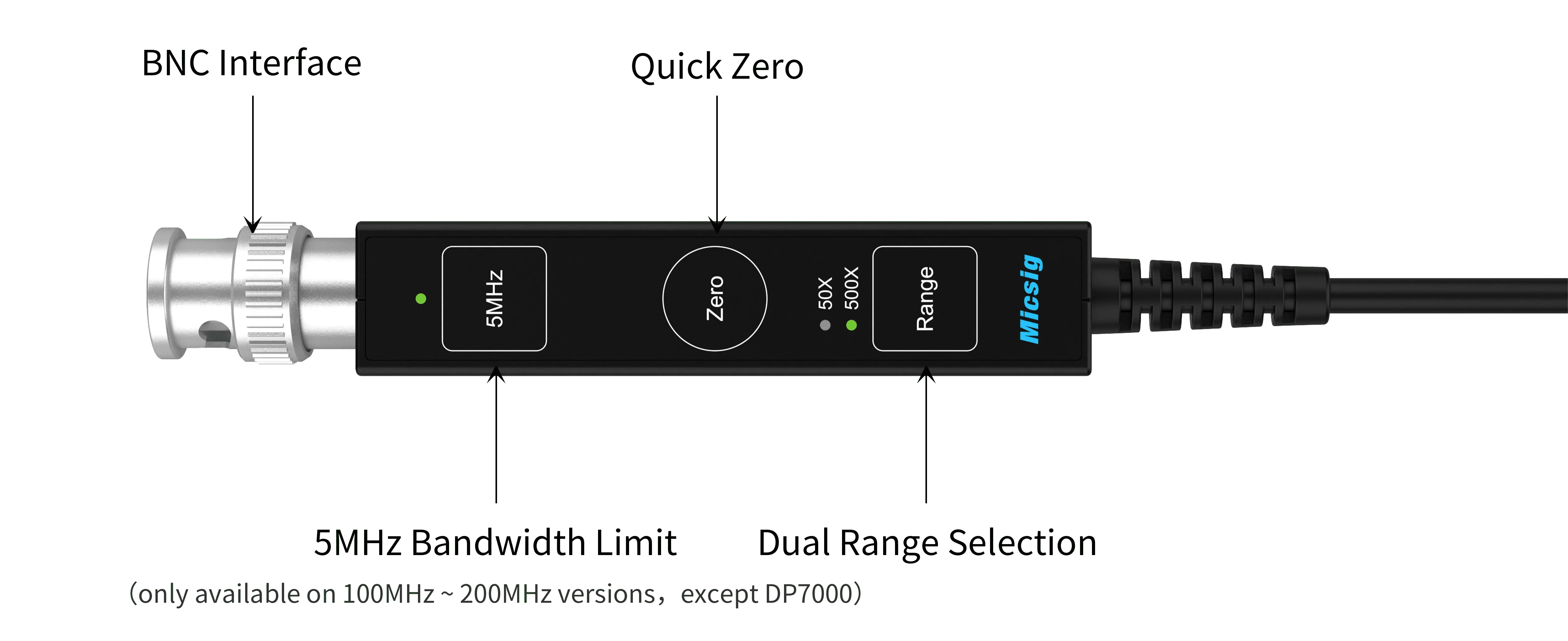 Micsig DP Series Oscilloscope High Voltage Differential Probe DP700/DP1500/DP3000 Kit 100MHZ 100X/1000X Updated Version