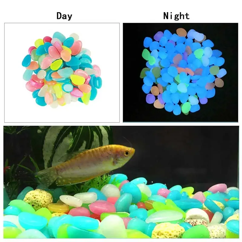 Luminous Pebbles Glow in the Dark Stones Colorful Home Garden Rocks For Walkways Ornaments Fish Tank DIY Decor 10/20/50/100Pcs