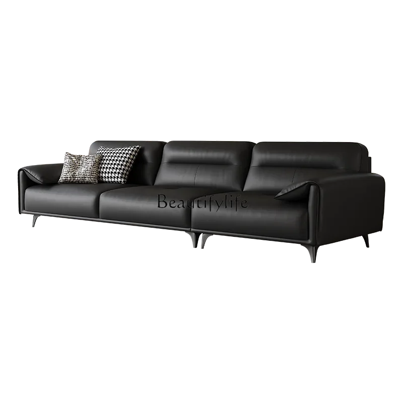 Italian light luxury leather sofa new high-footed small apartment first-layer cowhide sofa