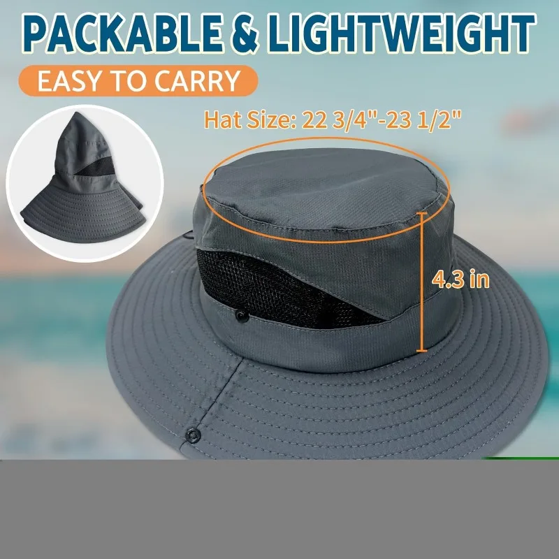 Sombreros de cubo para el sol para hombres y mujeres, ala ancha de 3 pulgadas UPF 50+, sombrero de pesca y playa