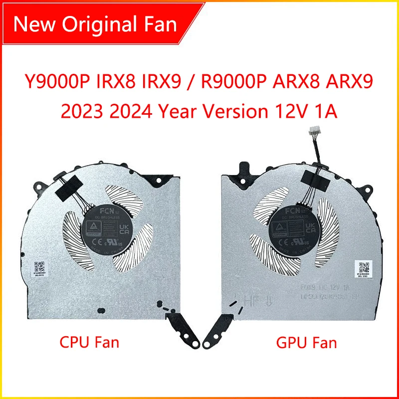 New Original Laptop CPU GPU Cooling Fan For Lenovo Legion Y9000P IRX8 IRX9 / R9000P ARX8 ARX9 2023 2024 Year Version 12V 1A