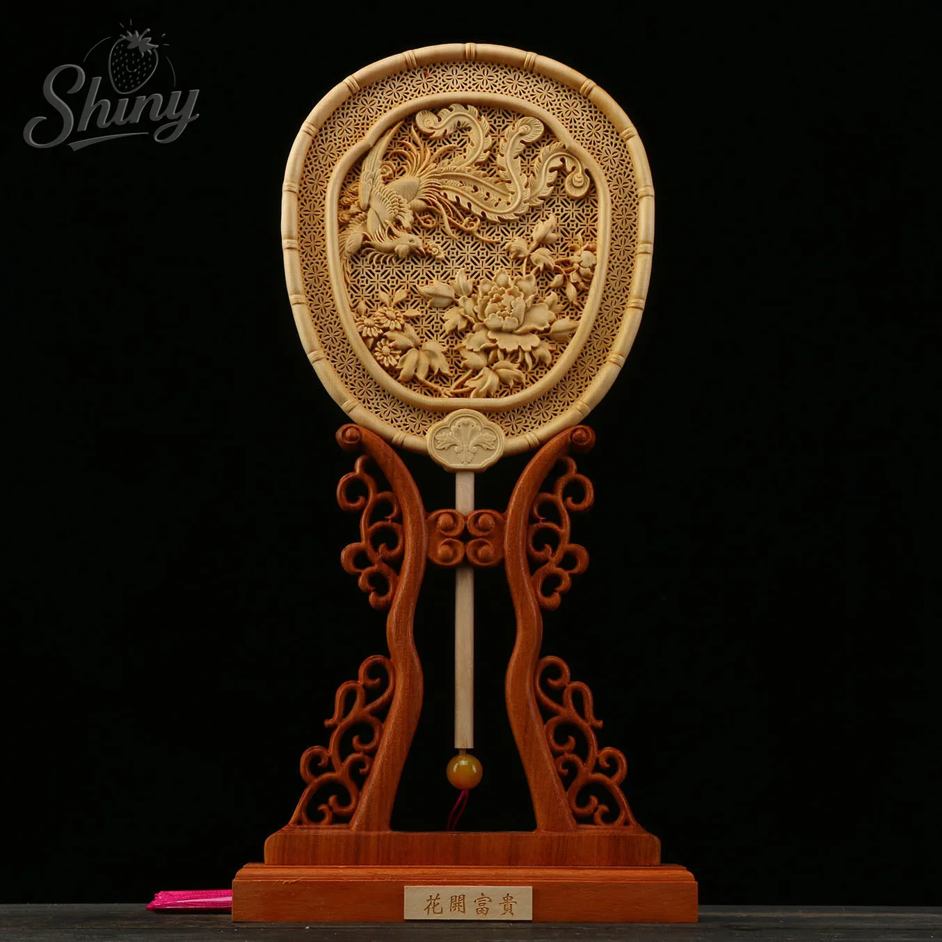 

Wood Carving Dragon and Phoenix Round Carving Art Statue Mascot High Quality Home Room, Office Decoration Accessories